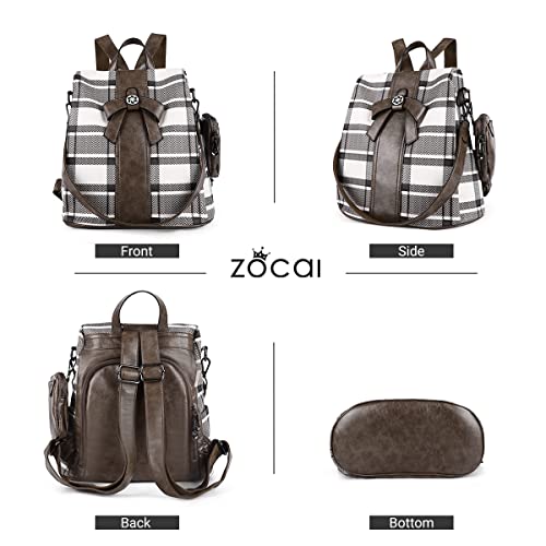 ZOCAI Backpack Purse for Women Fashion Backpack Purses PU Leather Daypacks Anti-Theft Shoulder Bag Satchel Purse - color: 1-khaki/Khaki