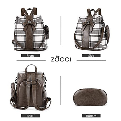 ZOCAI Backpack Purse for Women Fashion Backpack Purses PU Leather Daypacks Anti-Theft Shoulder Bag Satchel Purse - color: 1-khaki/Khaki