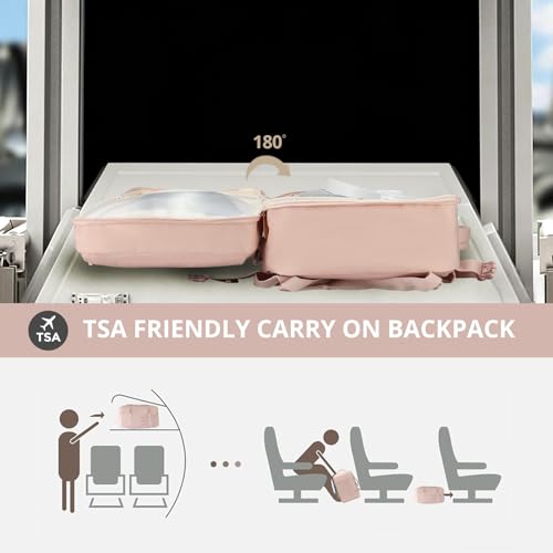 Swissdigital Design Travel Laptop Backpack for Women, 36L Carry On Backpack with USB Charging Port, RFID Protection & Wet-Dry Separation, TSA Friendly Fits 16 Inch Laptop, Pink | SD1749-81 - color: Pink