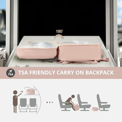 Swissdigital Design Travel Laptop Backpack for Women, 36L Carry On Backpack with USB Charging Port, RFID Protection & Wet-Dry Separation, TSA Friendly Fits 16 Inch Laptop, Pink | SD1749-81 - color: Pink