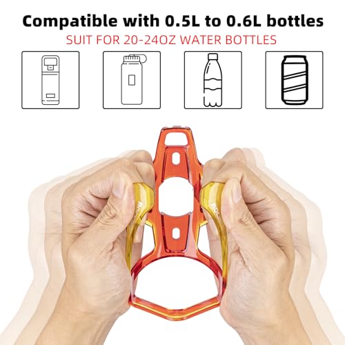 ROCKBROS Bike Water Bottle Holder Ultra-Light Bicycle Bottle Cages with Screws Tool, Universal Bike Cup Holder Rack for Road MTB Bikes… - color: Red-Yellow, size: Standard