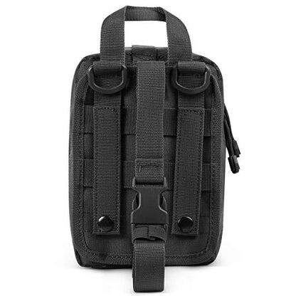 First Aid Pouch 1000D Nylon Tactical Molle Tear Away Medical Pouch Empty Utility Pouch for Outdoor Activities Medical Supplies Camping Hiking Travel,Bag Only - color: Black