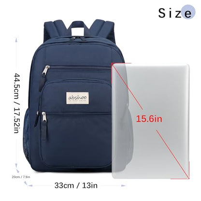 abshoo 34L Big Student Backpack for School Water Resistant Lightweight College Bookbag Travel Backpack (Navy) - color: Navy