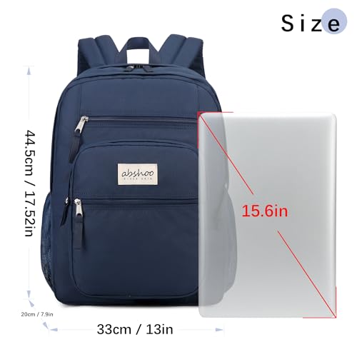 abshoo 34L Big Student Backpack for School Water Resistant Lightweight College Bookbag Travel Backpack (Navy) - color: Navy