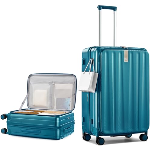 Hanke 26 Inch Expandable Luggage Top Opening Checked Bag Luggage Hard Shell Suitcases with Wheels Lightweight Travel Luggage Heavy Duty Luggage Suitcase with Lock for Woman Men-Caribbean Blue - color: Caribbean Blue, size: 26 Inch Expandable