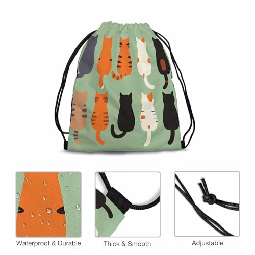 Cats Butts Drawstring Bag 14x16.9 Inch Cartoon Cats Poses Behind Gym bag Stroage Small Exercise Accessiors Water Bottle Change of Clothes Shoes - color: Cats
