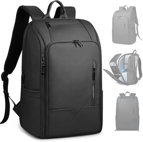 17.3 Inch Laptop Backpack, Wide-Opening Business Travel Backpack with USB Charging Port, Water-Resistant Anti-Theft Work Backpack for Men & Women – Black - color: Black, size: 17.3inch