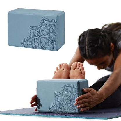 Gaiam Yoga Block - Supportive Latex-Free Eva Foam - Soft Non-Slip Surface with Beveled Edges for Yoga, Pilates, Meditation - color: Blue Shadow Point, style: 1 Block