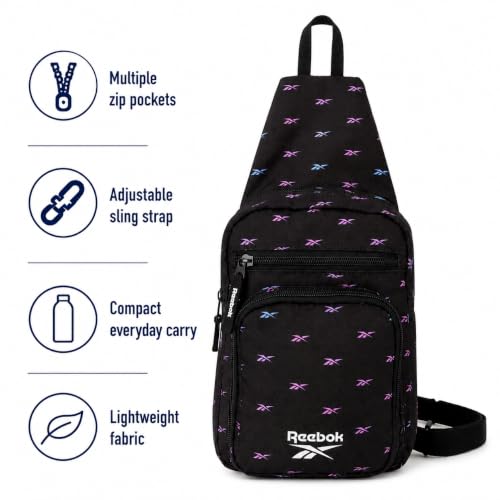 Reebok Unisex Crossbody Bag - Convertible Compact Durable Cross Body Bag for Women and Men - Gym and Travel Essentials, Size One Size, Cosmos Black Ombre - color: Cosmos Black Ombre
