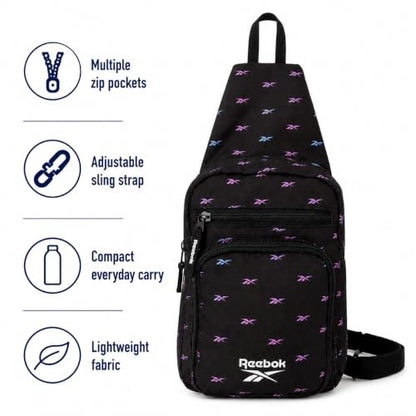 Reebok Unisex Crossbody Bag - Convertible Compact Durable Cross Body Bag for Women and Men - Gym and Travel Essentials, Size One Size, Cosmos Black Ombre - color: Cosmos Black Ombre