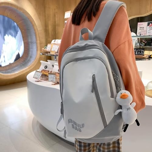 book bag Sporty Backpack With Laptop Compartment Integrated Water Bottle Pocket For Travel School waterproof(Grey) - color: Grey