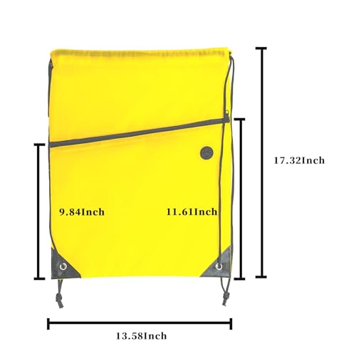 CODOBON Lightweight Drawstring Backpack – Foldable with 2 Compartments & Zip Pocket | Cable Port for Easy Access | Eco-Friendly for Gym, Travel, Everyday Use (20L, Yellow) - color: Yellow