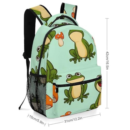 Mens Travel Backpack with Adjustable Shoulder Strap Causal Book Bags Cute Frog Mushroom Hiking Daypack for Travel Office Beach - color: Color(532)