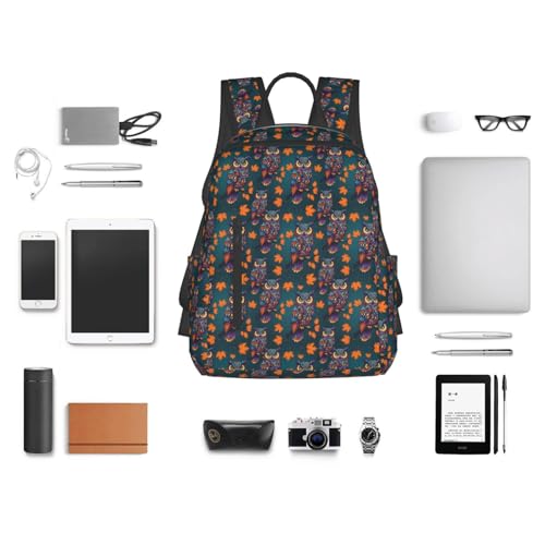 Anti Scratch Polyester Backpack Boho Mandala Owl, Smooth Surface Multipurpose Travel Pack for All Weather Daily Use Unisex - color: Picture (44)