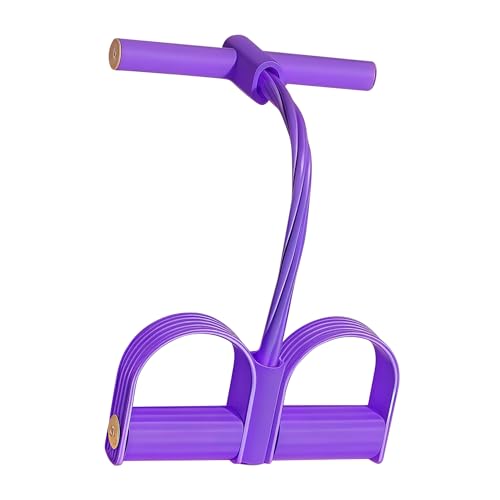 Multifunction Tension Rope - 6-Tube Elastic Pedal Resistance Band with Handle for Abdomen/Waist/Arm/Leg Stretching Slimming Training - color: PURPLE