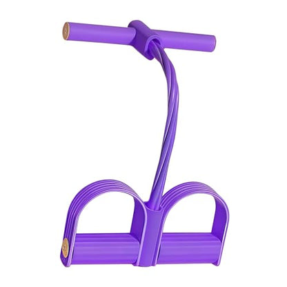 Multifunction Tension Rope - 6-Tube Elastic Pedal Resistance Band with Handle for Abdomen/Waist/Arm/Leg Stretching Slimming Training - color: PURPLE