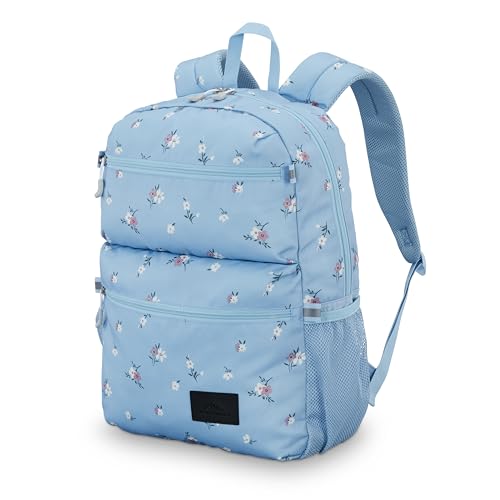 High Sierra Everclass Backpack - Travel or Work Laptop Bookbag with 360° Reflectivity, Dual Water Bottle Pockets & Fits Laptops Up To 15.6”, One Size, Floral Blue - color: Floral Blue