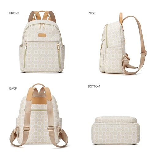 Makes Mini Backpack for Women, Stylish Daypack Purse Handbag Small Casual Daily Travel Bag, Lady Girls Gifts for Work School, 2pcs Sets - color: Checkered Beige
