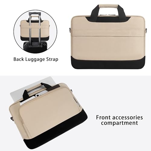 DOMISO 17-17.3 Inch Laptop Bag Large Capacity Laptop Shoulder Bag for Dell XPS/HP Pavilion 17/Lenovo Chromebook 317, Beige - color: Beige, size: 17 - 17.3 Inch