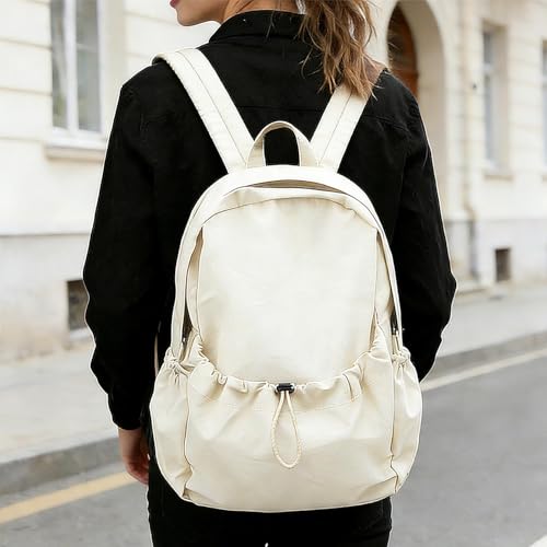 Simple Backpack for Women Men, Aesthetic Medium Backpack Lightweight Casual Daypack Cute Bookbag for Women Men (White, 38x26x10cm) - color: White