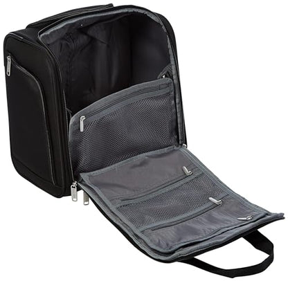 Amazon Basics Underseat Carry-On Luggage with Wheels and Handle, 14" Rolling Travel Bag, Fits Under the Seat, Black - color: Black