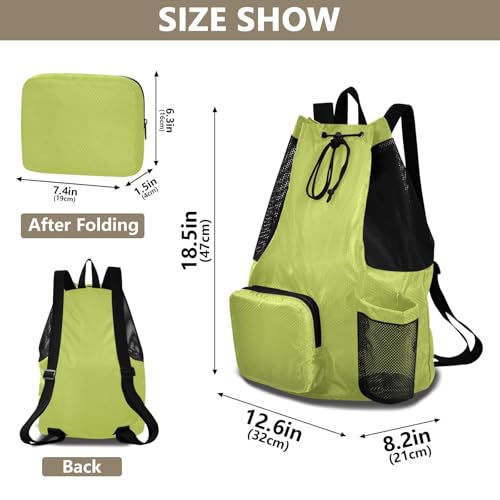 ODAWA Avocado Green Waterproof Gym Bag String Sport Bag for Soccer and Basketball, 12.6" x 8.2" x 18.5" - color: Avocado Green