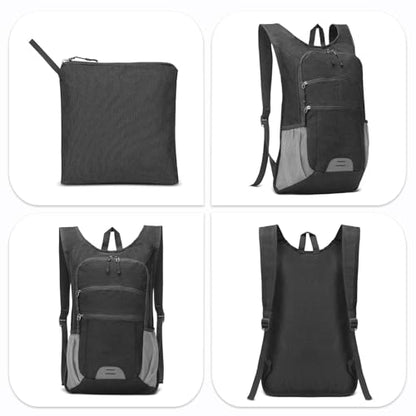 20L Lightweight Hiking Daypack, Foldable Travel Packable Backpack for Men Women for Cycling Camping Outdoor (Black) - color: Black