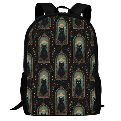 Lightweight Polyester Daypack Mystical Black Cat, Anti Theft Large Capacity Travel Hiking Backpack Unisex Carry On Bag for Outdoor Commute Business Use - color: Design (1201)