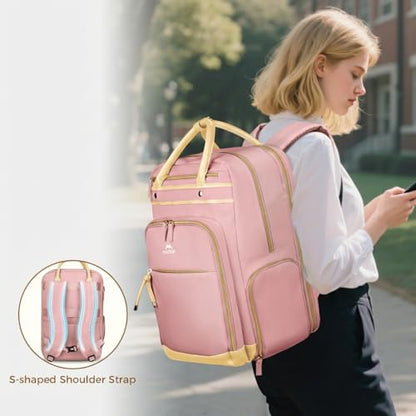 MATEIN Lunch Backpack for Women, Teacher Backpack with Lunch Compartment Detachable, Fit 15.6 Inch Laptop, College Computer Backpacks Meal Prep Work Bag Gift for Nurse Commute Office, Pink - color: Pink