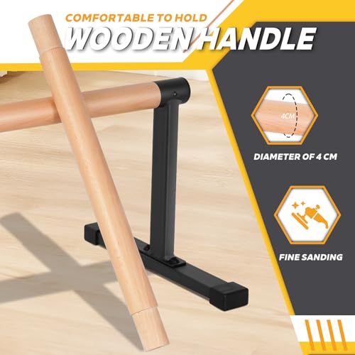 Wooden Parallel Bars 20" Length 12" Height,Dip Bar with Thick Beech Handles, Push-up stands for Handstand, L-Sit, Gymnastics, Strength Training Home Gym,Anti-slip Mats, Easy to Install,700lbs