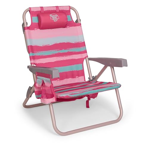 Banana Boat Backpack Beach Chair Lightweight and Portable 5-Position with Lay Flat Outdoor Heavy Duty Tanning Chair, Painter Stripe - color: Painter Stripe