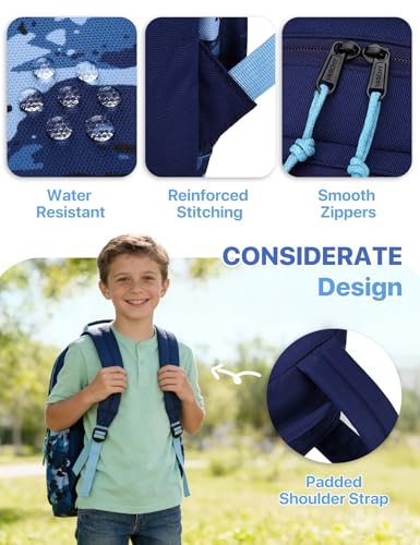 VASCHY School Backpack, Lightweight Classic Cute Aesthetic Bookbag Daypack for Teen Boys Girls Traveling/Gym/Middle School Navy Camo - color: Navy Camo-l, size: Large-17in