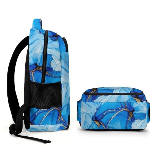 Carry On Anti Theft Laptop Backpack Trippy Tie Dye Blue, Large Sturdy Travel Bag with Multi Compartments for Business Weekender Hiking - color: Pattern (260)
