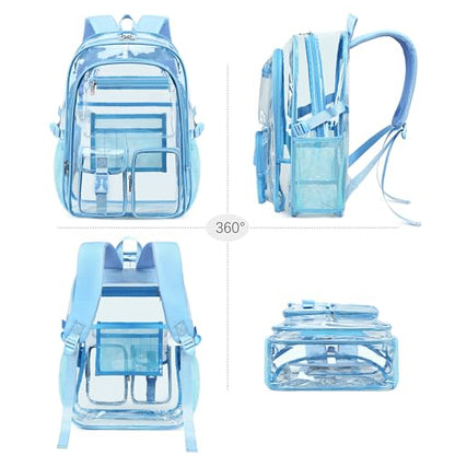 abshoo Large Clear Backpack For Girls Women Clear School Bookbag Heavy Duty Transparent Backpacks for Girl (Sky Blue) - color: Sky Blue