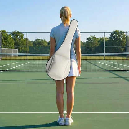 Tennis Bag Lightweight and Padded Tennis Rackets Cover with Adjustable Shoulder Strap - color: white, size: 31"x11.4"
