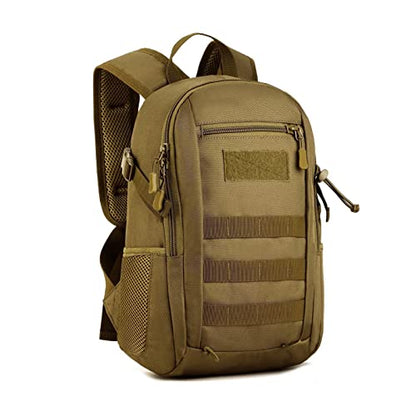 HUNTVP 10L Tactical Backpack Small Backpack Mini Daypack Military MOLLE Rucksack Gear Tactical Assault Pack Bag for Hunting Camping Trekking(10L Dark Brown) - color: Dark Brown, size: 10L