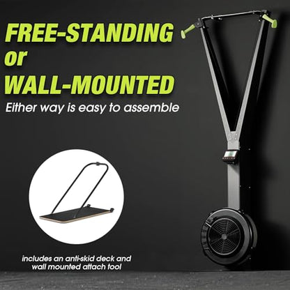 Ski Exercise Machine, GMWD Ski Equipment Indoor Aerobic Wind Resistance Machine, Indoor Strength Training Home Gym Equipment - color: Green