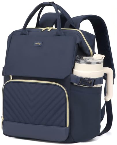 Computer Backpack for Women, Work Bag Laptop Bookbag with Cup Holder & USB Charger for Teacher Nurse College Travel Back Pack, Gifts, Navy Blue - color: Navy Blue, size: 15.6in