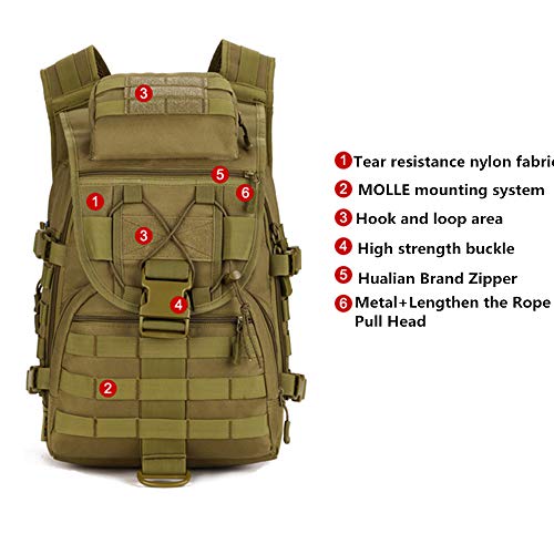 40L Tactical Military Molle Backpack Water&Abrasion Resistant Trekking Bag for Outdoor Traveling Mountaineering Hunting (Jungle Digtial) - color: Jungle Digtial