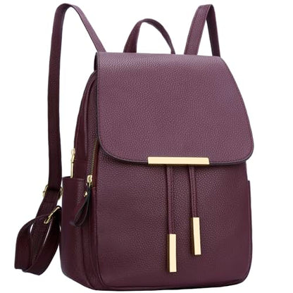 KKXIU Trendy Leather Backpack Purse for Women and Ladies Shoulder Travel Daypacks Bags (A-Wine) - color: A-wine, style: Backpack