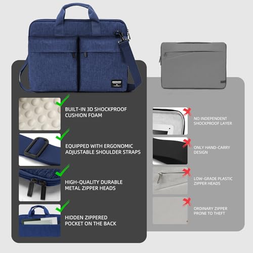 KINGSLONG 15.6 inch Laptop Shoulder Bag, Slim Laptop Sleeve Case, Shockproof Computer Notebook Ultrabooks Carrying Case Handbag Cover Fit for Acer Asus Dell Lenovo HP, Blue - color: Blue, size: 15 - 15.6 Inch