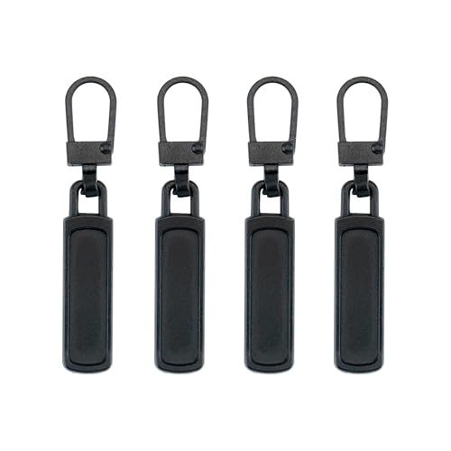 Deshionew 4 PCS Spare Zipper Pulls Removable Metal Zipper Pulls Zipper Replacement for Luggage, Purses, Backpacks, Clothes, Handbags (Black)