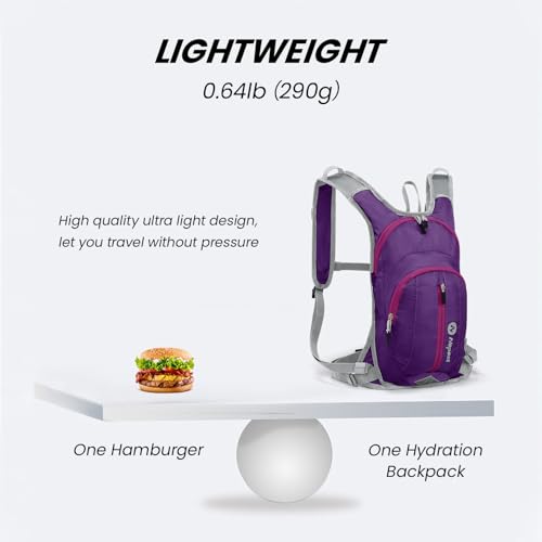 Nepest Hydration Pack Backpack for Women & Men, Lightweight Water Backpack with 2L Water Bladder for Hiking Cycling Running Biking - color: Purple