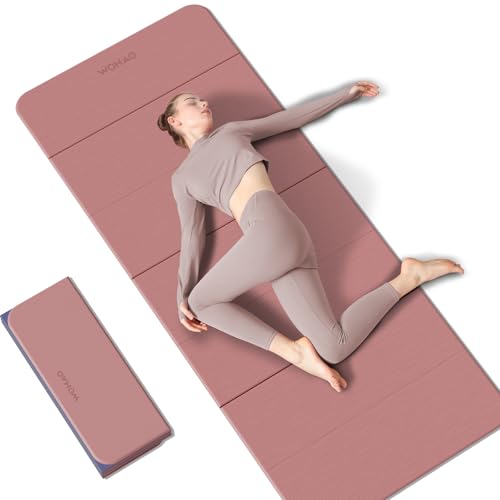7-Fold Yoga Mat 70"x24" - 1/2 Inch Thick Folding Exercise Mat, Compact Non-Slip TPE Mat for Travel, Storage, Yoga & Home Gym, Lightweight & Portable - color: Pink + Navy