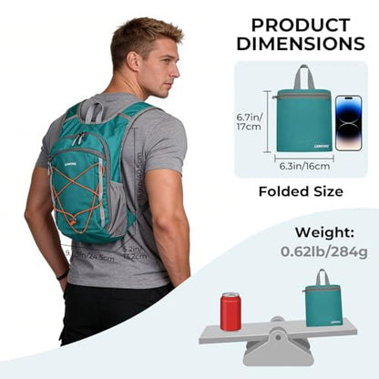 13L Small Hiking Backpack for Women Men, Lightweight Foldable Day pack, Packable Daypack for Travel, Camping (Teal) - color: Teal Blue