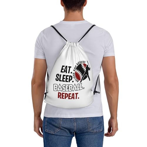 Eat Sleep Baseball Repeat Unisex Drawstring Backpack Bag Sport Gym Travel Swim Sackpack - color: Eat Sleep Baseball Repeat2