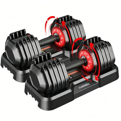 Adjustable Dumbbell Set, All in One Weights Dumbbell with Non-Slip Handle, 1 Hand Quick Adjust weight set for Home Gym - color: 55lb Pair