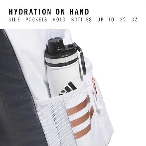 adidas Classic 3-Stripe Backpack for Laptop, School and Travel, 28L - color: White/Rose Gold/Onix Grey/5.0