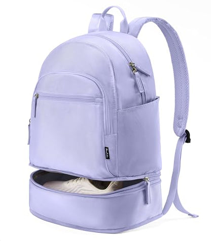 Uselike Gym Backpack for Women Men, Lightweight Gym Bag with Shoe Compartment, Waterproof Workout Backpack with Wet Pocket - color: Lavender