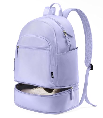 Uselike Gym Backpack for Women Men, Lightweight Gym Bag with Shoe Compartment, Waterproof Workout Backpack with Wet Pocket - color: Lavender